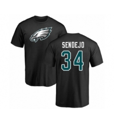 Philadelphia Eagles #34 Andrew Sendejo Black Name & Number Logo T-Shirt