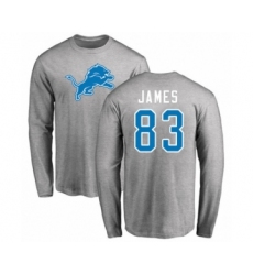 Football Detroit Lions #83 Jesse James Ash Name & Number Logo Long Sleeve T-Shirt
