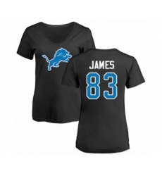 Football Women's Detroit Lions #83 Jesse James Black Name & Number Logo T-Shirt