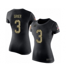 Football Women's Carolina Panthers #3 Will Grier Black Camo Salute to Service T-Shirt