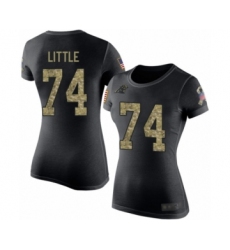 Football Women's Carolina Panthers #74 Greg Little Black Camo Salute to Service T-Shirt