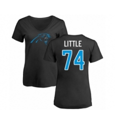 Football Women's Carolina Panthers #74 Greg Little Black Name & Number Logo Slim Fit T-Shirt