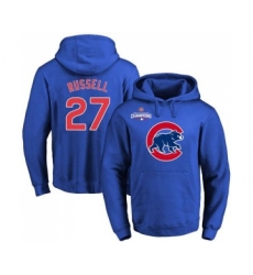 Cubs #27 Addison Russell Blue 2016 World Series Champions Primary Logo Pullover MLB Hoodie