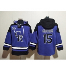 Men's Colorado Rockies #15 Randal Grichuk Purple Ageless Must-Have Lace-Up Pullover Hoodie