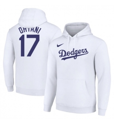 Men's Los Angeles Dodgers #17 Shohei Ohtani White Name & Number Pullover Hoodie