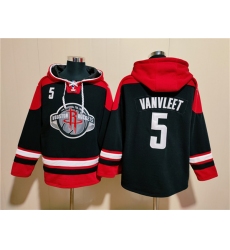 Men's Houston Rockets #5 Fred VanVleet Black Red Lace-Up Pullover Hoodie