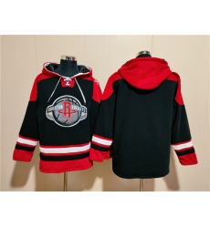 Men's Houston Rockets Blank Black Red Lace-Up Pullover Hoodie