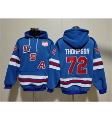 Men's Team USA #72 Tage Thompson Blue Ageless Must-Have Lace-Up Pullover Hoodie