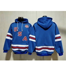 Men's Team USA Blank Blue Ageless Must-Have Lace-Up Pullover Hoodie