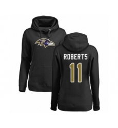 Football Women's Baltimore Ravens #11 Seth Roberts Black Name & Number Logo Pullover Hoodie