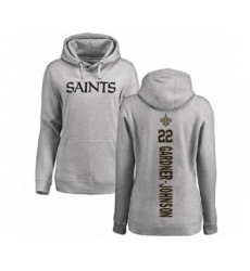 Football Women's New Orleans Saints #22 Chauncey Gardner-Johnson Ash Backer Pullover Hoodie