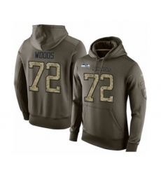 Football Men's Seattle Seahawks #72 Al Woods Green Salute To Service Pullover Hoodie