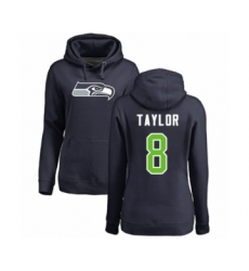 Football Women's Seattle Seahawks #8 Jamar Taylor Navy Blue Name & Number Logo Pullover Hoodie