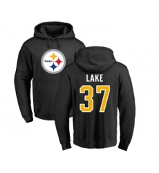 Football Pittsburgh Steelers #37 Carnell Lake Black Name & Number Logo Pullover Hoodie