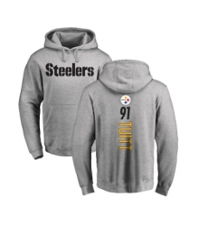 Football Pittsburgh Steelers #91 Stephon Tuitt Ash Backer Pullover Hoodie