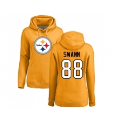 Football Women's Pittsburgh Steelers #88 Lynn Swann Gold Name & Number Logo Pullover Hoodie