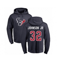 Football Houston Texans #32 Lonnie Johnson Navy Blue Name & Number Logo Pullover Hoodie