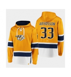Men's Nashville Predators #33 David Rittich Gold Ageless Must-Have Lace-Up Pullover Hoodie