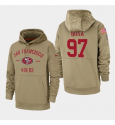 Men's San Francisco 49ers #97 Nick Bosa 2019 Salute to Service Sideline Therma Pullover Hoodie - Tan