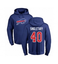 Football Buffalo Bills #40 Devin Singletary Royal Blue Name & Number Logo Pullover Hoodie