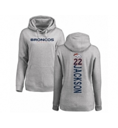 Football Women's Denver Broncos #22 Kareem Jackson Ash Backer Pullover Hoodie