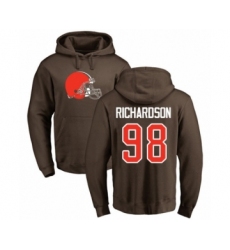 Football Cleveland Browns #98 Sheldon Richardson Brown Name & Number Logo Pullover Hoodie