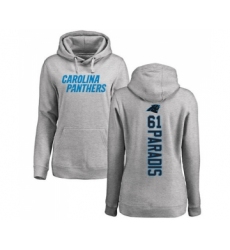 Football Women's Carolina Panthers #61 Matt Paradis Ash Backer Pullover Hoodie