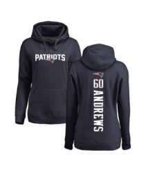 Football Women's New England Patriots #60 David Andrews Navy Blue Backer Pullover Hoodie