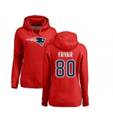 Football Women's New England Patriots #80 Irving Fryar Red Name & Number Logo Pullover Hoodie