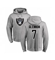 Football Oakland Raiders #7 Mike Glennon Ash Name & Number Logo Pullover Hoodie