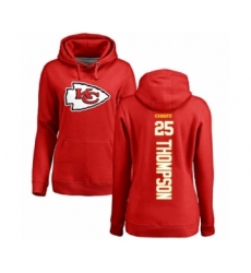 Football Women's Kansas City Chiefs #25 Darwin Thompson Red Backer Pullover Hoodie