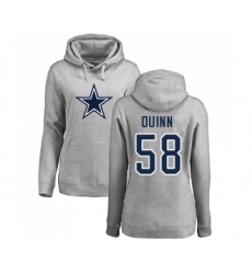 Football Women's Dallas Cowboys #58 Robert Quinn Ash Name & Number Logo Pullover Hoodie