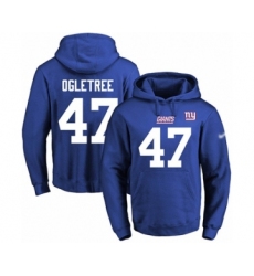 Football Men's New York Giants #47 Alec Ogletree Royal Blue Name & Number Pullover Hoodie