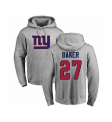 Football New York Giants #27 Deandre Baker Ash Name & Number Logo Pullover Hoodie