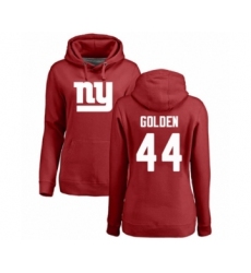 Football Women's New York Giants #44 Markus Golden Red Name & Number Logo Pullover Hoodie