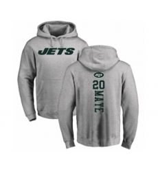 Football New York Jets #20 Marcus Maye Ash Backer Pullover Hoodie