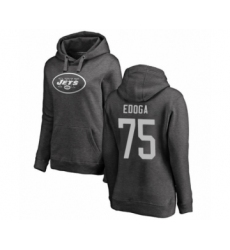 Football Women's New York Jets #75 Chuma Edoga Ash One Color Pullover Hoodie