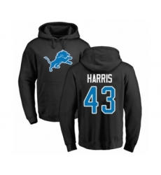 Football Detroit Lions #43 Will Harris Black Name & Number Logo Pullover Hoodie