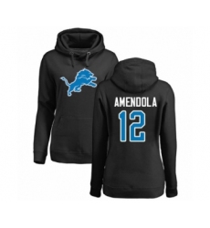 Football Women's Detroit Lions #12 Danny Amendola Black Name & Number Logo Pullover Hoodie