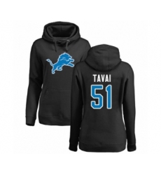 Football Women's Detroit Lions #51 Jahlani Tavai Black Name & Number Logo Pullover Hoodie