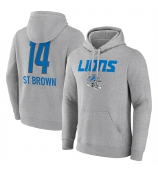 Men's Detroit Lions #14 Amon-Ra St. Brown Heather Gray Team Wordmark Player Name & Number Pullover Hoodie