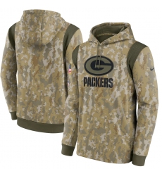 Men's Green Bay Packers Nike Camo 2021 Salute To Service Therma Performance Pullover Hoodie