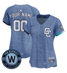 Women's Washington Nationals Active Player Custom Blue 2025 City Connect Limited Stitched Baseball Jersey(Run Small)