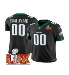 Men's Philadelphia Eagles Customized Black 2025 Super Bowl LIX FUSE Vapor Limited Jersey