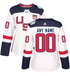 Women's Adidas Team USA Customized Premier White Home 2016 World Cup Hockey Jersey