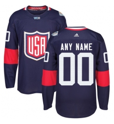 Youth Adidas Team USA Customized Premier Navy Blue Away 2016 World Cup Ice Hockey Jersey