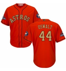 Men's Majestic Houston Astros #44 Roy Oswalt Replica Orange Alternate 2018 Gold Program Cool Base MLB Jersey
