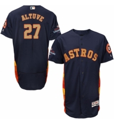 Men's Majestic Houston Astros #27 Jose Altuve Navy Blue Alternate 2018 Gold Program Flex Base Authentic Collection MLB Jersey
