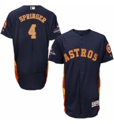 Men's Majestic Houston Astros #4 George Springer Navy Blue Alternate 2018 Gold Program Flex Base Authentic Collection MLB Jersey
