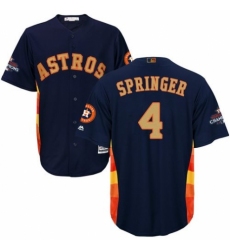 Men's Majestic Houston Astros #4 George Springer Replica Navy Blue Alternate 2018 Gold Program Cool Base MLB Jersey